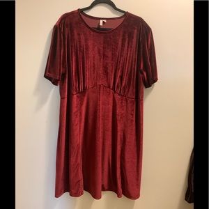 Plus Size Dark Red Velvet Dress